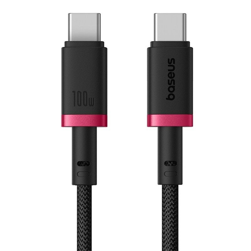 Baseus Dura Cable C→C 100W 2m Red+Black | كابل بيسوس ديورا C→C 100 واط 2 متر أحمر وأسود