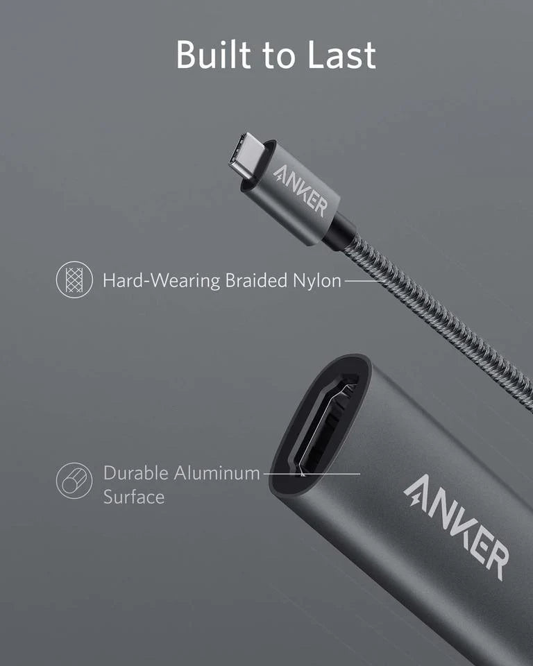 انكر محول يو اس بي سي الى HDMI بدقة 4K - رمادي | Anker 310 USB-C to HDMI Adapter, 4K@60Hz - Gray