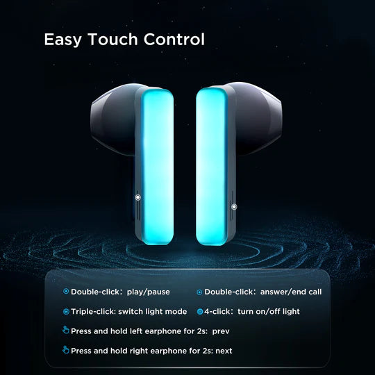 سماعات جويرووم JR-TC1 اللاسلكية مع اضائة LED, وقت تشغيل حتى 24 ساعة - ابيض | JOYROOM JR-TC1 True Wireless Earbuds with LED Lights – 24H Playtime – White