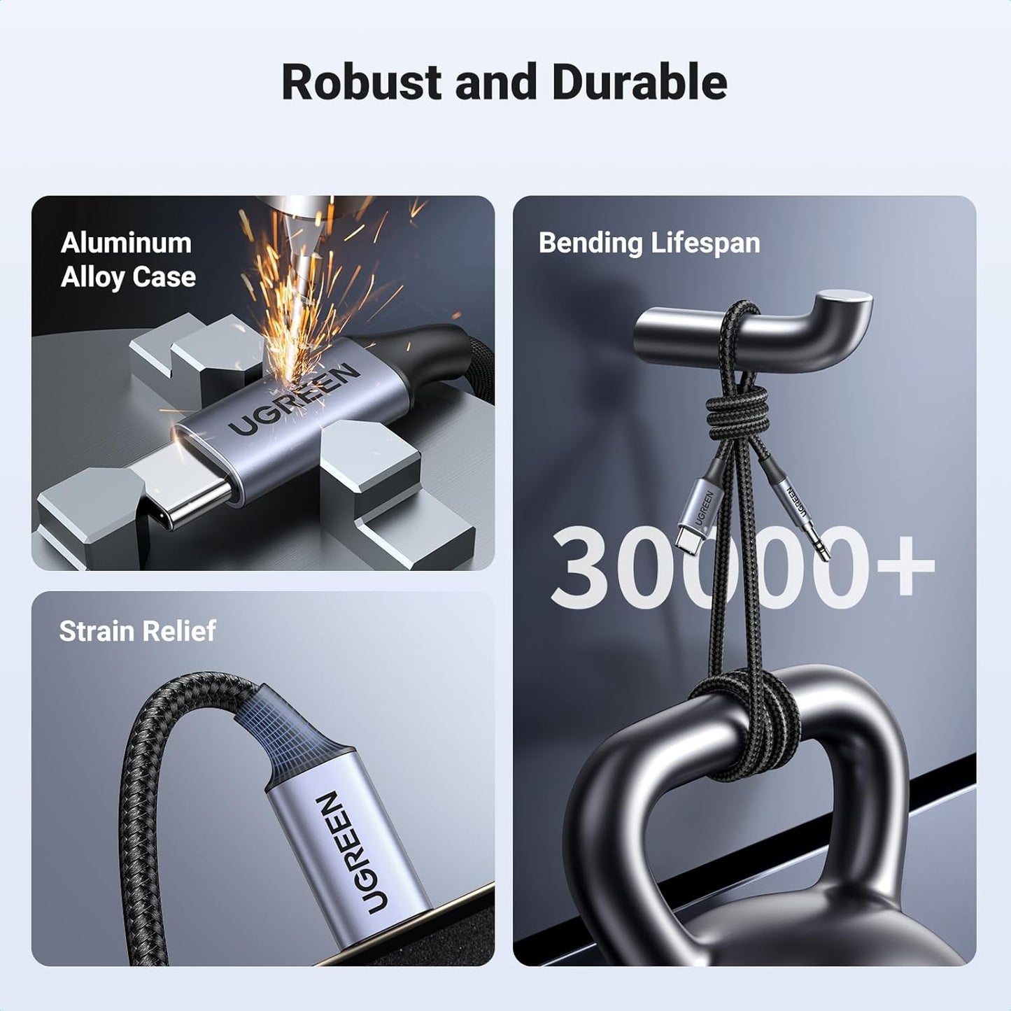UGREEN USB-C Male to 3.5mm Male Audio Cable with Chip 1M - كابل صوت يوجرين USB-C إلى 3.5 ملم مع شريحة 1 متر