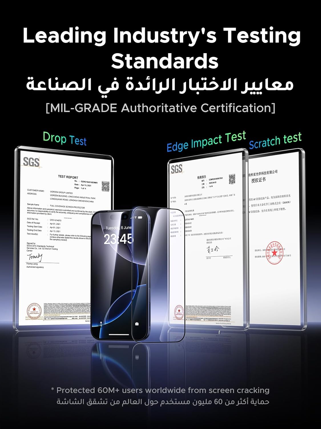 UGREEN Screen Protector for iPhone 17 Pro Max 2-Pack | واقي شاشة يو جرين لآيفون 17 برو ماكس - عبوتين