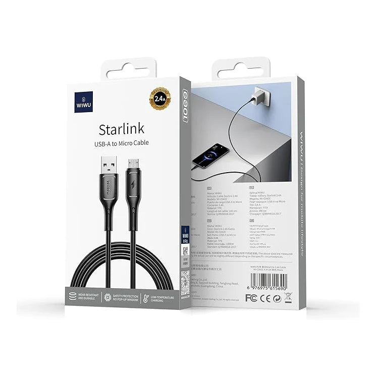 WiWU StarLink USB-A to Micro-USB Cable 1M | كابل WiWU ستارلينك شحن سريع 2.4A