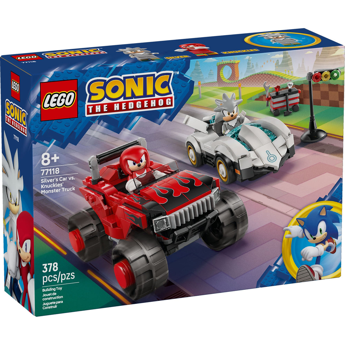 ليغو سونيك سيارة سيلفر ضد شاحنة ناكلز الوحشية | LEGO Sonic Silver’s Car vs. Knuckles’ Monster Truck 77118