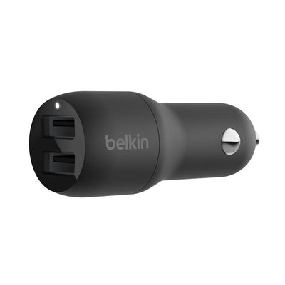 شاحن سيارة بيلكن BoostCharge بمنفذي يو اس بي اي وبقدرة شحن 24 واط | Belkin BoostCharge Dual USB-A Car Charger 24W