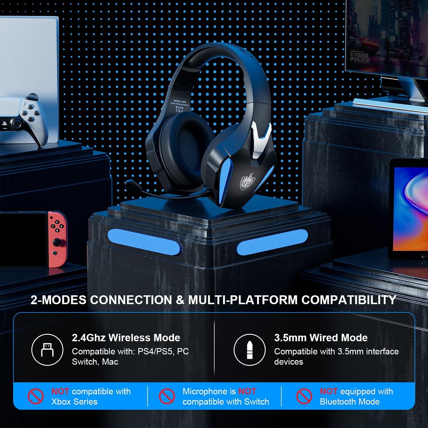 Phoinikas Q3 Bluetooth Headphones - 2.4GHz - 1000mAh | سماعات فوينيكاس Q3 بلوتوث