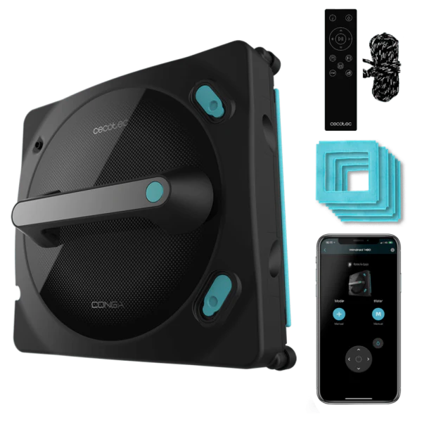 روبوت تنظيف النوافذ Cecotec Conga Windroid 1490 4 في 1 مع بخاخ ذكي واتصال ذكي | Cecotec Conga Windroid 1490 Connected 4-in-1 Window Cleaning Robot with Twerking Spray