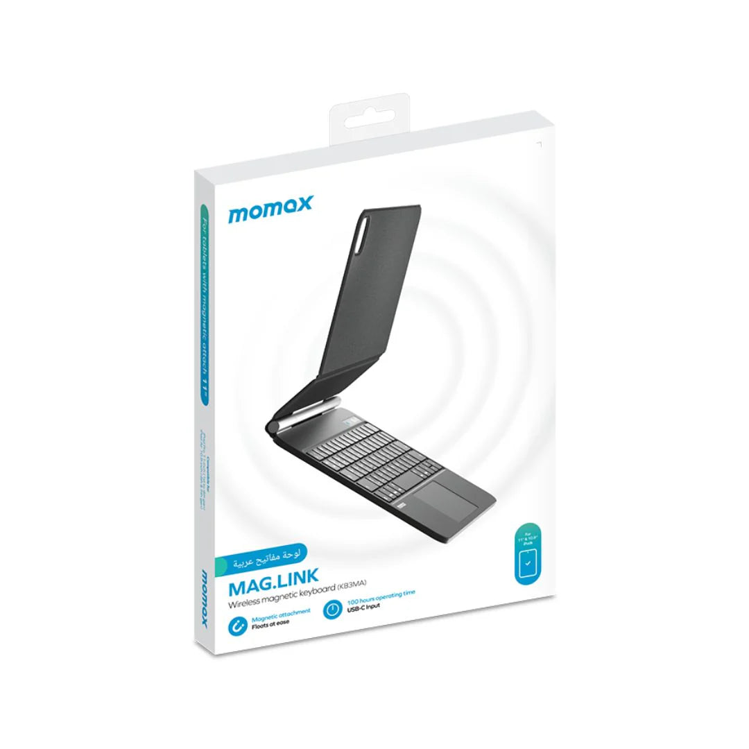 لوحة مفاتيح موماكس ماج لنك اللاسلكية المغناطيسية للاجهزة اللوحية والايباد | Momax MAG.LINK Wireless Magnetic Keyboard for Tablets & iPads