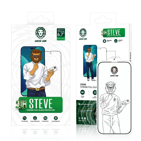 Green 9H Steve Glass Strong Full Screen Protector for iPhone 11 Pro - Clear | واقي شاشة جرين 9H ستيف جلاس كامل لآيفون 11 برو - شفاف