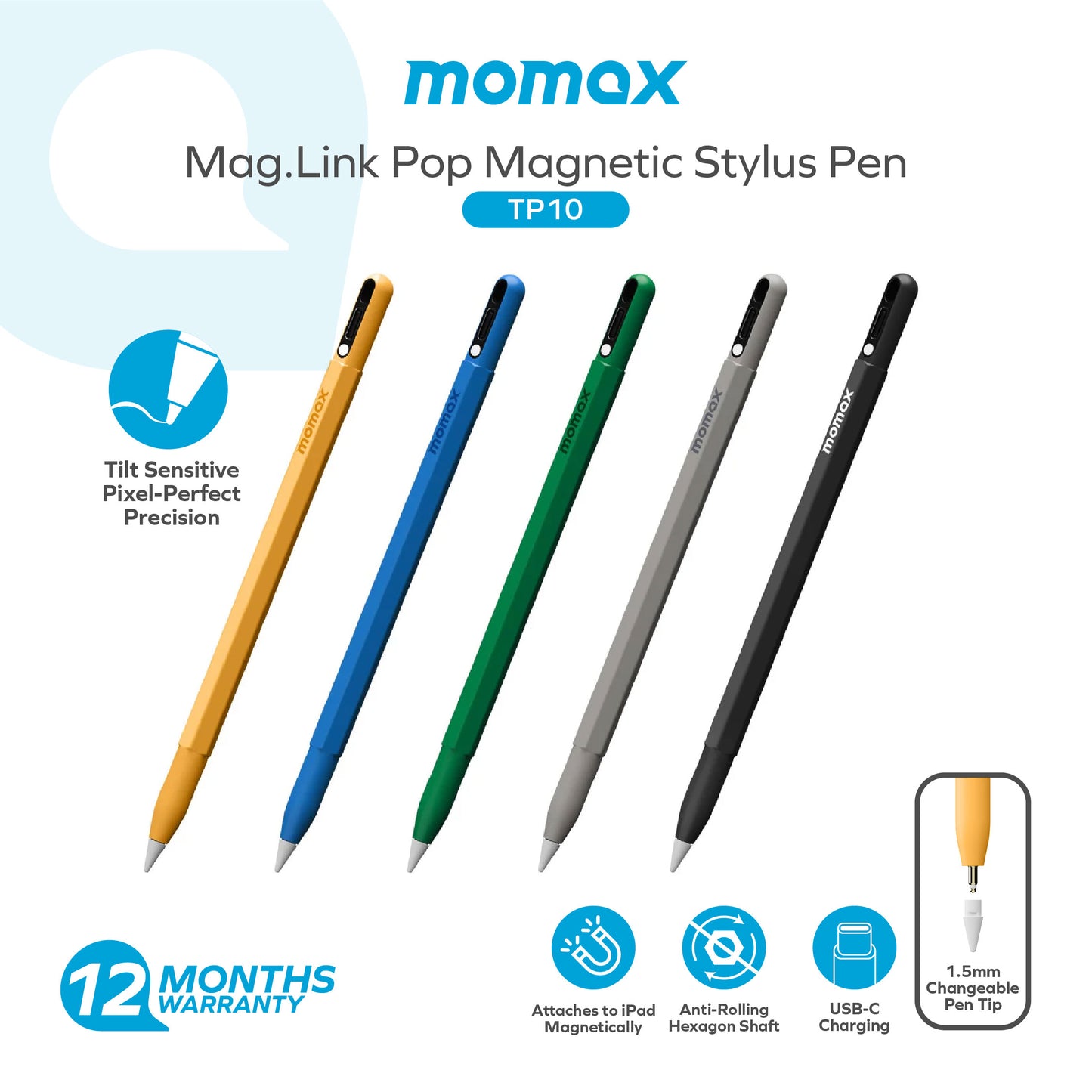 قلم موماكس Mag.Link المغناطيسي للرسم والكتابة | Momax Mag.Link Pop Magnetic Active Stylus Pen