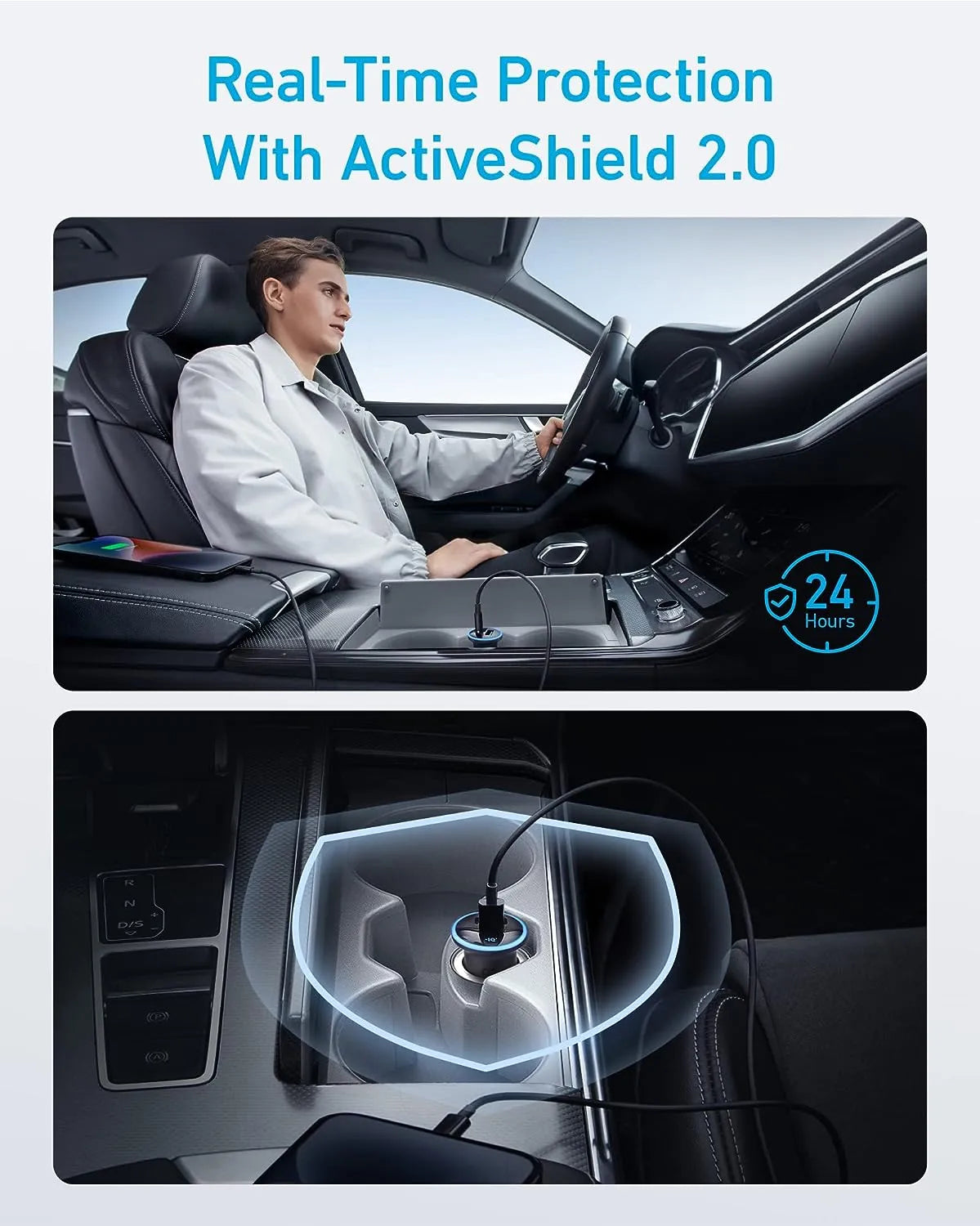 شاحن سيارة انكر 323 بقوة 52.5 واط, بمنفذي يو اس بي سي و يو اس بي اي | Anker 323 Car Charger 52.5W - Dual Port USB-C & USB-A