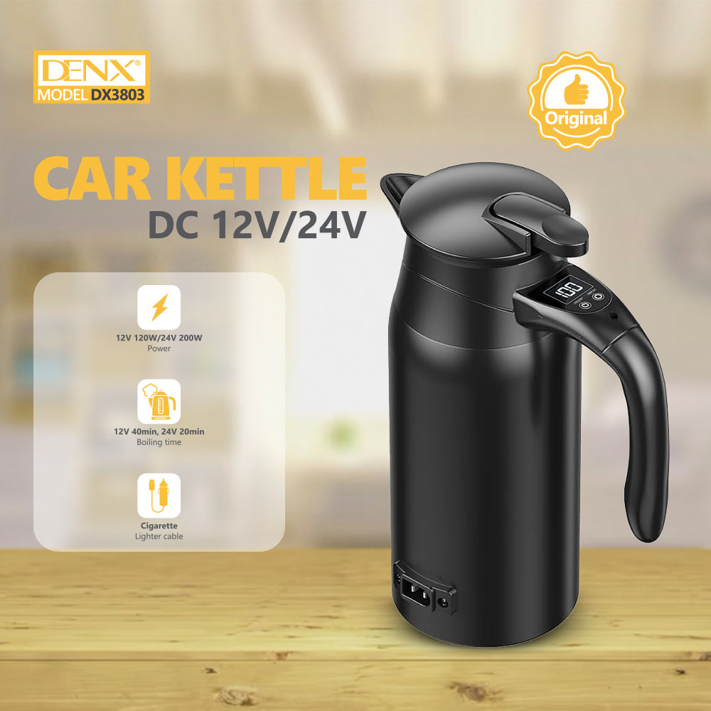 غلاية سيارة كهربائية 800 مل جهد مزدوج 12V 24V - DENX DX3803 Car Kettle Dual Voltage 800ML