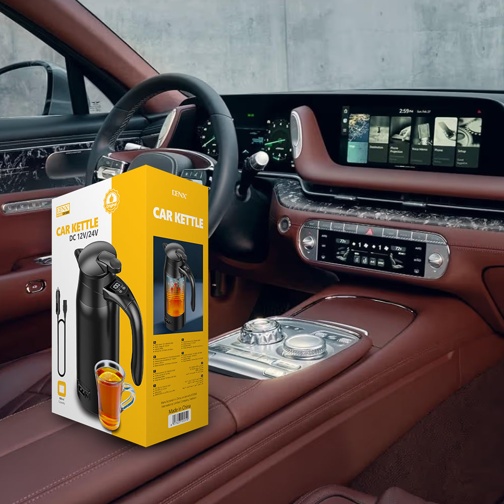 غلاية سيارة كهربائية 800 مل جهد مزدوج 12V 24V - DENX DX3803 Car Kettle Dual Voltage 800ML