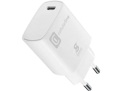 Şarjêra rêwîtiyê ya Cellularline 25W USB-C ya bilez - Spî