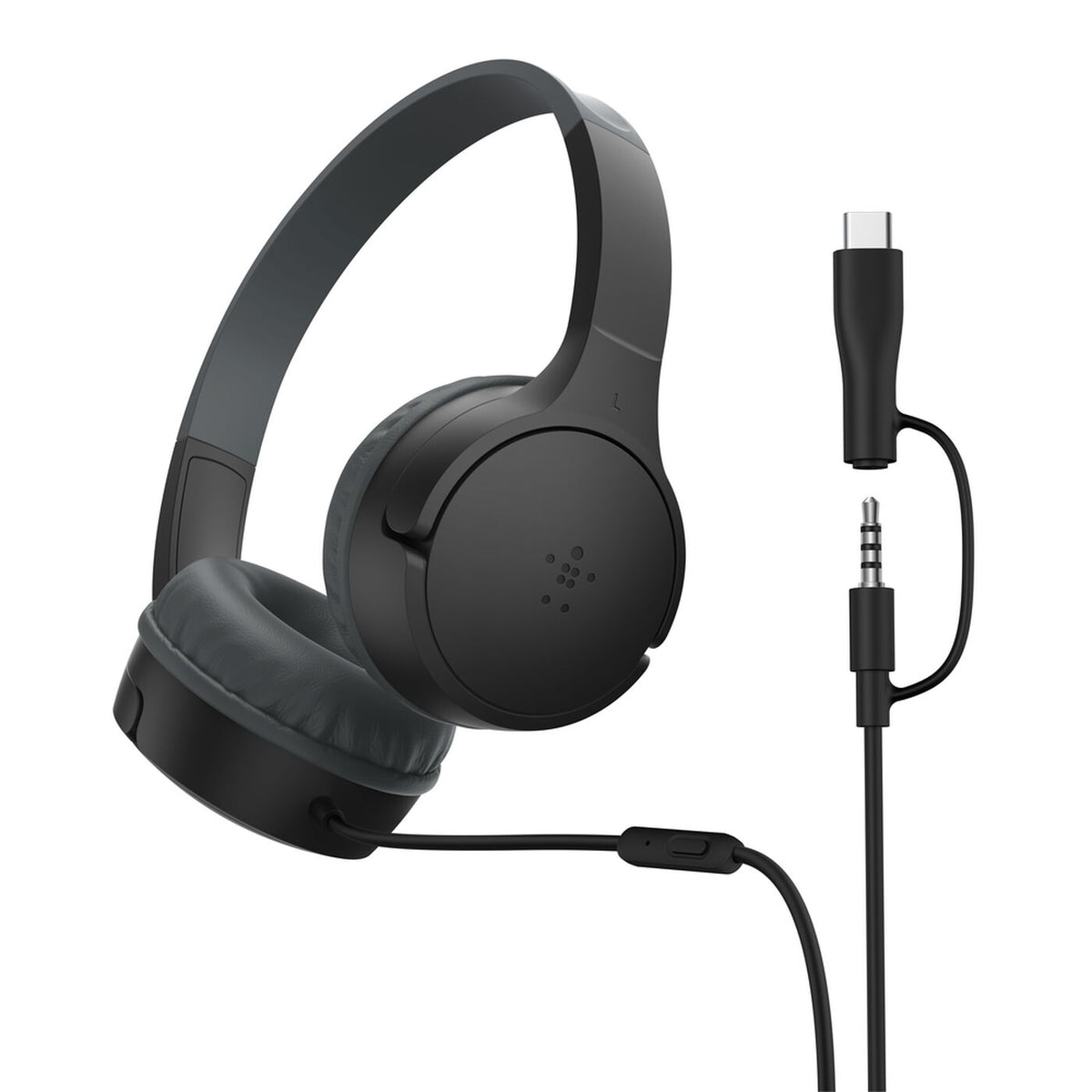 سماعات أطفال بيلكن ساوند فورم ميني السلكية بموصل 3.5 مم ومحول USB-C وحد صوت 85 ديسيبل Black