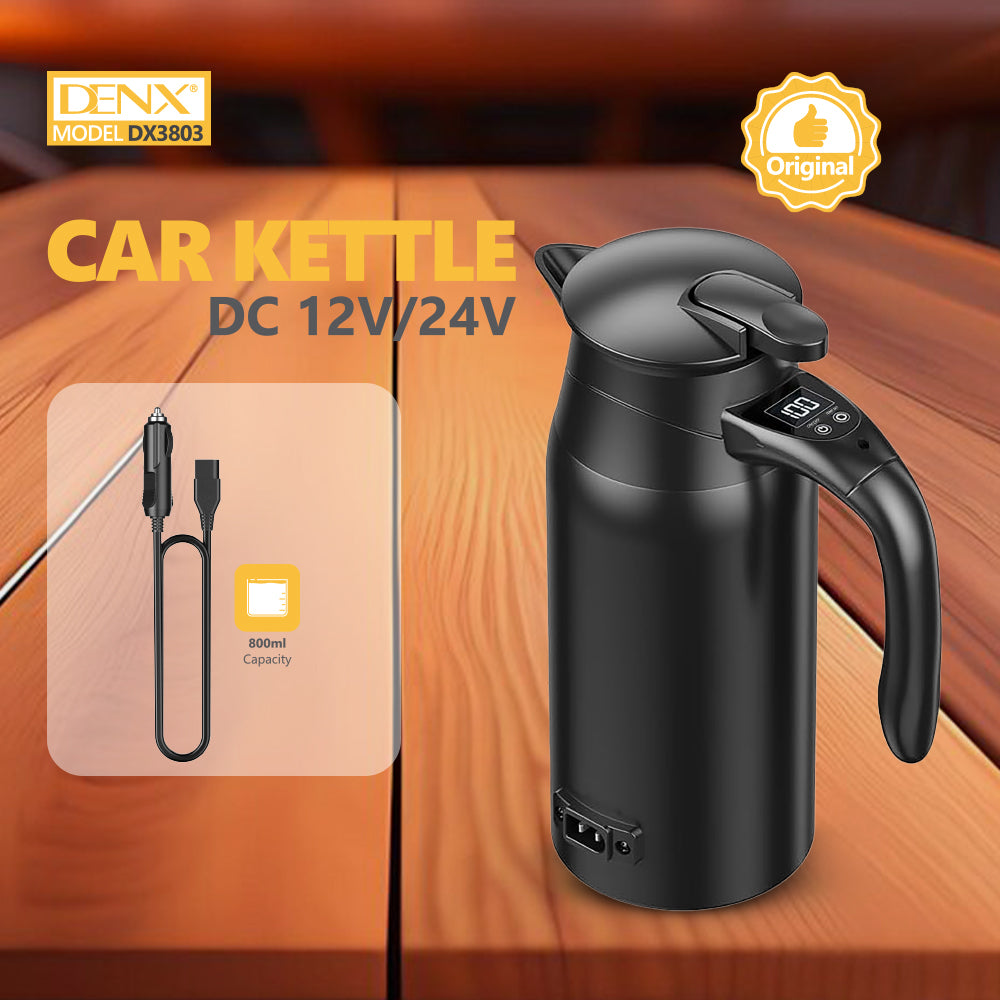 غلاية سيارة كهربائية 800 مل جهد مزدوج 12V 24V - DENX DX3803 Car Kettle Dual Voltage 800ML