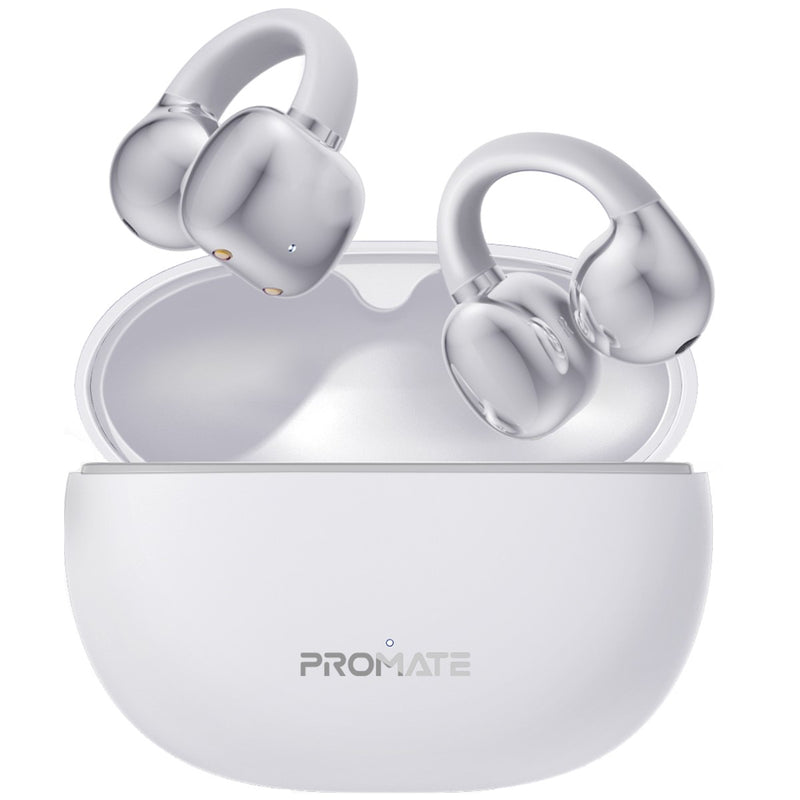 Promate AirClip Open Ear OWS TWS Earbuds 500mAh White-Front
