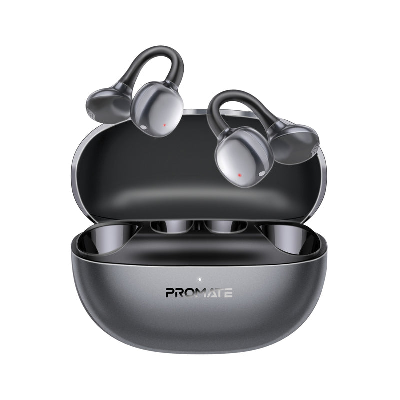 Promate AirClip-Pro Open Ear TWS Earbuds 500mAh Black-Front