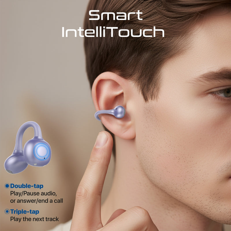Promate AirClip-Pro Open Ear TWS Earbuds 500mAh Purple-Detail
