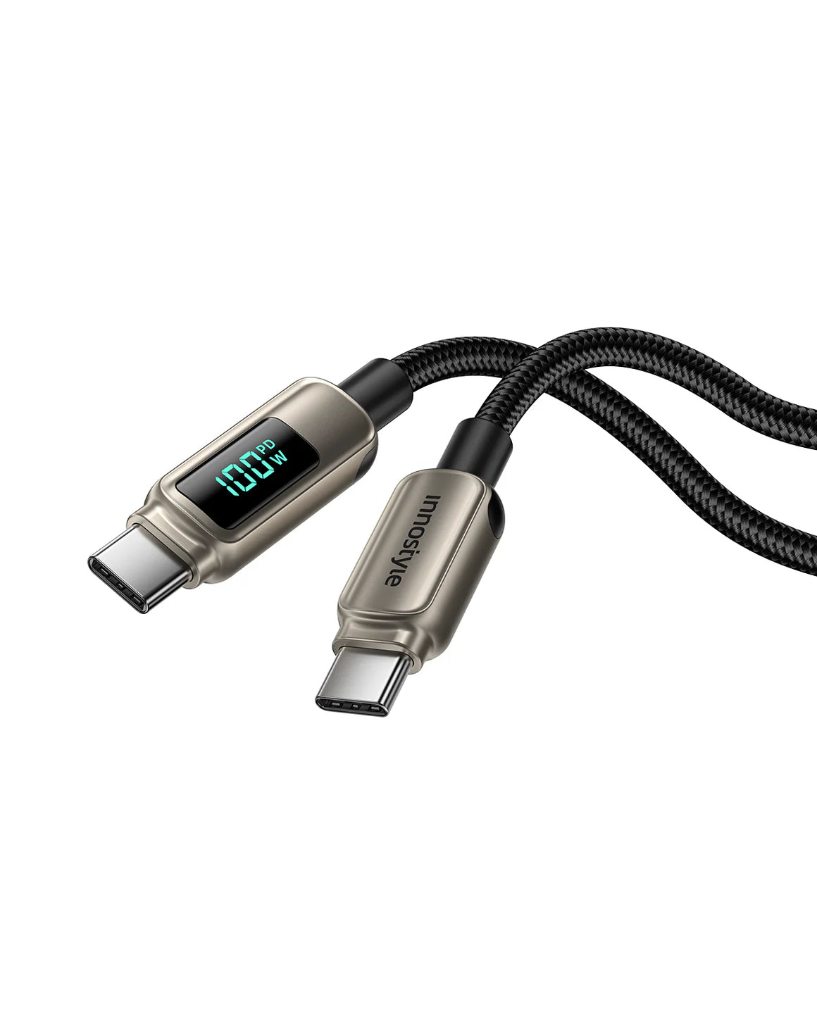 Innostyle DigiPower USB-C to USB-C Cable 100W Digital Display 1.2m - DP-CC1001 | كابل انوستايل ديجي باور يو اس بي سي بشاشة رقمية 100 واط 1.2 متر