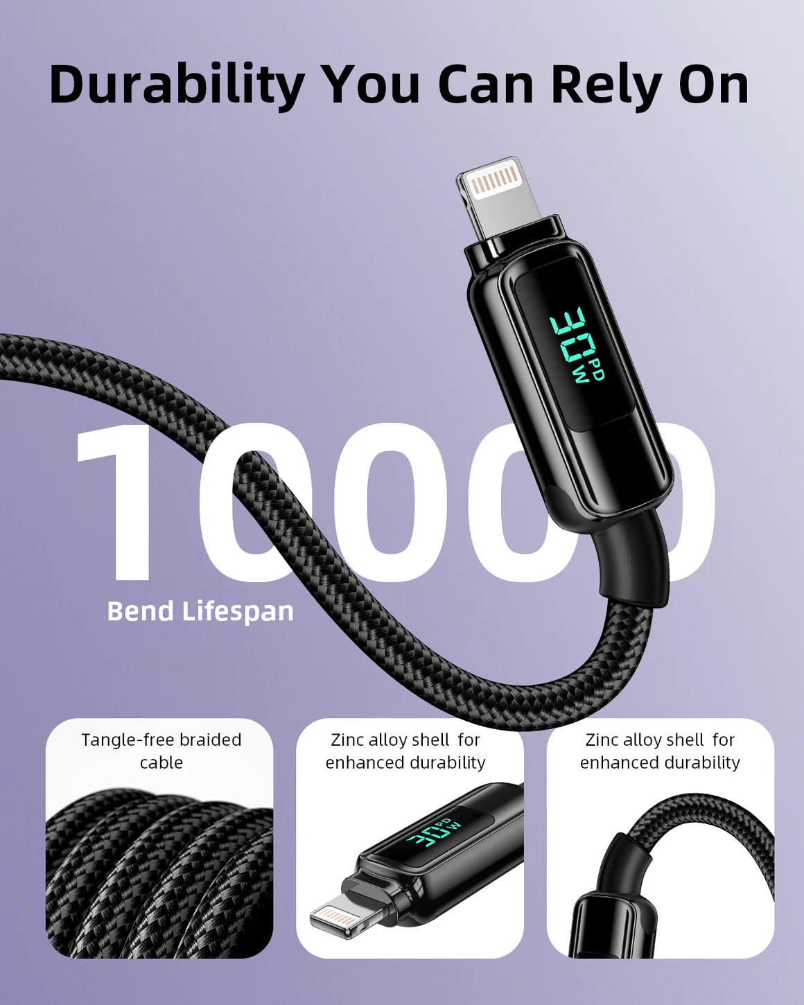 Innostyle DigiPower USB-C to USB-C Cable with Digital Display, 100W, 1.2m - DP-CL301 | كابل USB-C إلى USB-C من إنوستايل ديجي باور مع شاشة رقمية، 100 واط، 1.2 متر