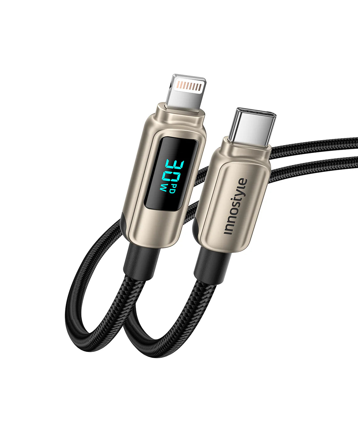 Innostyle DigiPower USB-C to USB-C Cable with Digital Display, 100W, 1.2m - DP-CL301 | كابل USB-C إلى USB-C من إنوستايل ديجي باور مع شاشة رقمية، 100 واط، 1.2 متر