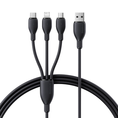 كابل شحن سريع Baseus Ultra-Fast 3-in-1 Cable USB-A→M+L+C 3.5A 1.3m Black