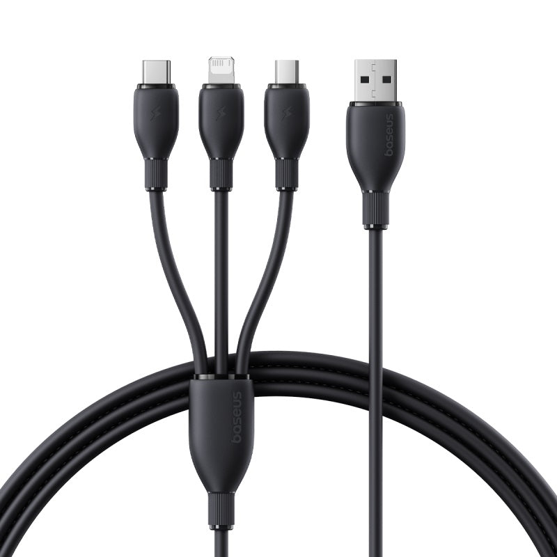 كابل شحن سريع Baseus Ultra-Fast 3-in-1 Cable USB-A→M+L+C 3.5A 1.3m Black