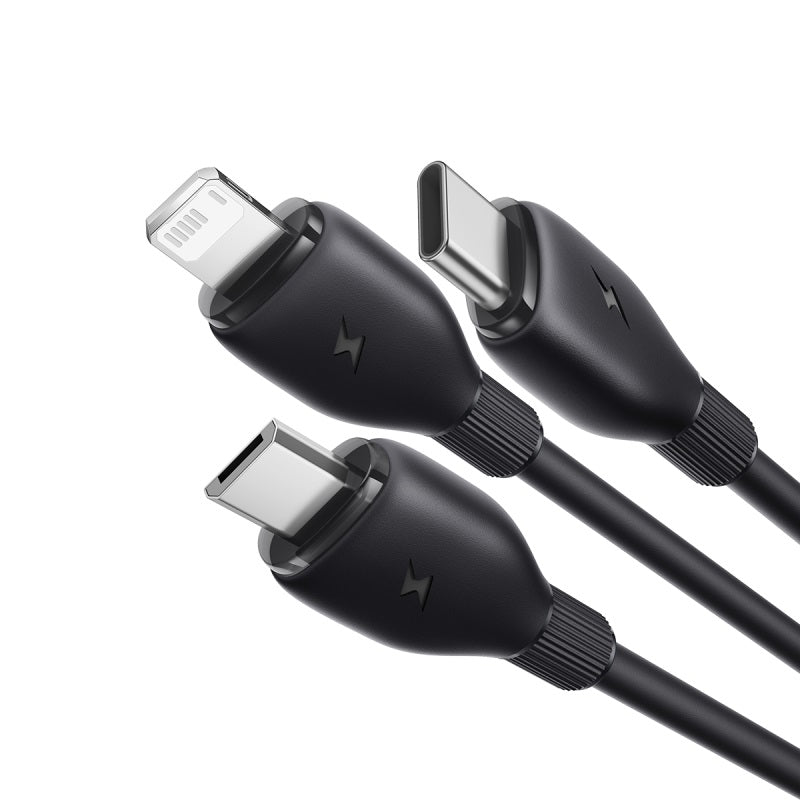 كابل شحن سريع Baseus Ultra-Fast 3-in-1 Cable USB-A→M+L+C 3.5A 1.3m Black