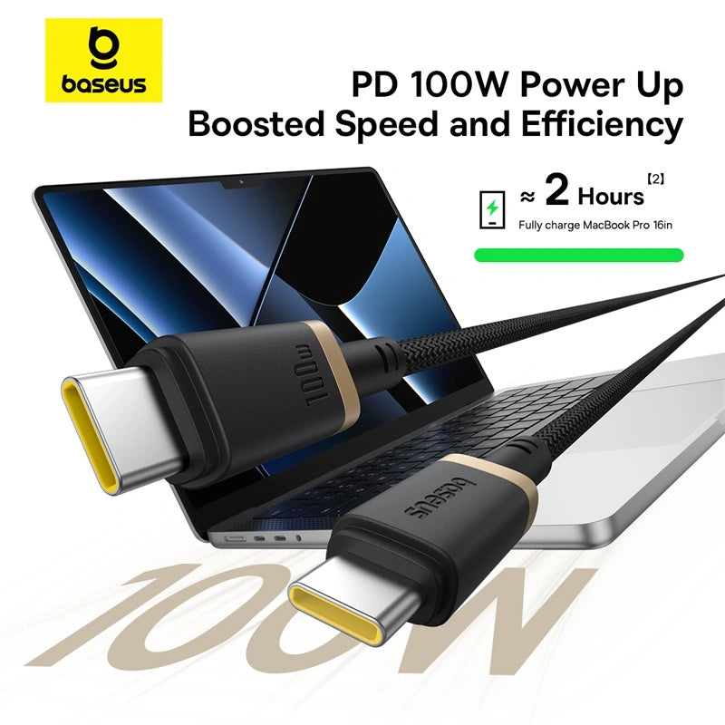 كابل Baseus Dura Cable USB-C إلى USB-C 100W 2m ذهبي وأسود | Baseus Dura Cable C-C 100W 2m Gold+Black