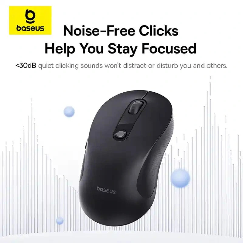 Baseus F02 Wireless Mouse Bluetooth Black - ماوس لاسلكي بيسوس F02 بلوتوث أسود