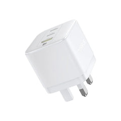 شاحن Baseus Palm 65W بمنفذين USB-C ومنفذ USB بقابس بريطاني أبيض - Baseus Palm Charger 2C+U 65W UK White