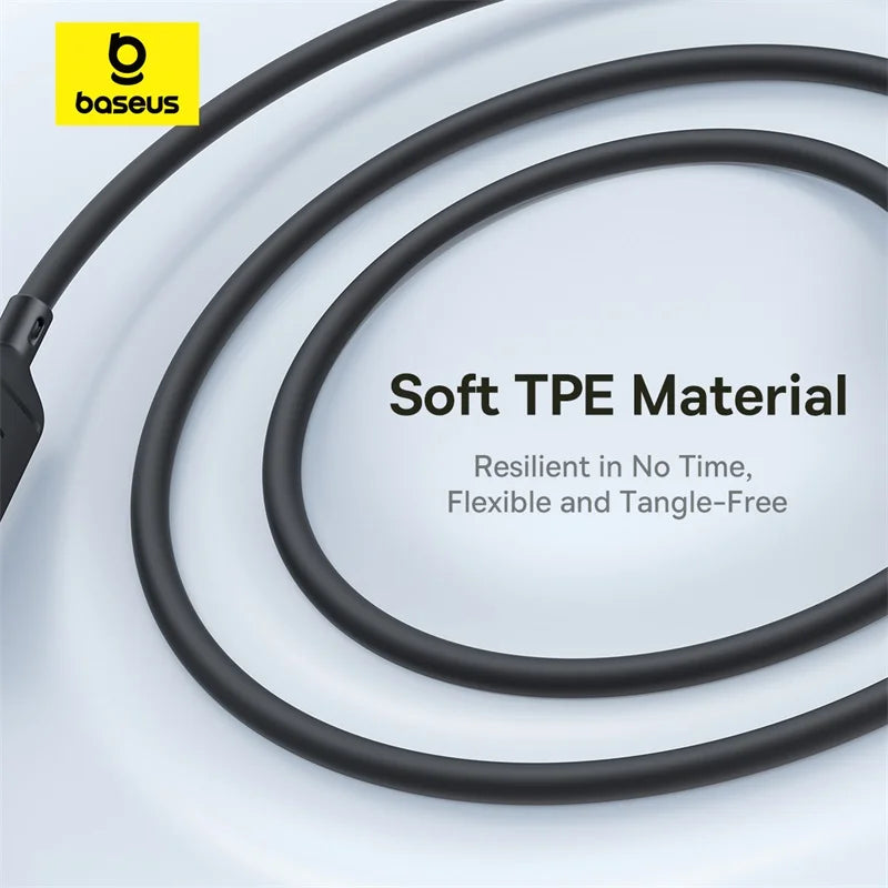 Baseus Silky 3-in-1 Cable USB-C→M+L+C 100W 1.5m Black | كابل بيسوس سيلكي 3 في 1 USB-C→M+L+C 100 واط 1.5 متر أسود