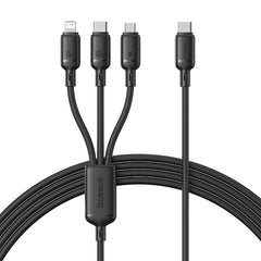 Baseus Silky 3-in-1 Cable USB-C→M+L+C 100W 1.5m Black | كابل بيسوس سيلكي 3 في 1 USB-C→M+L+C 100 واط 1.5 متر أسود