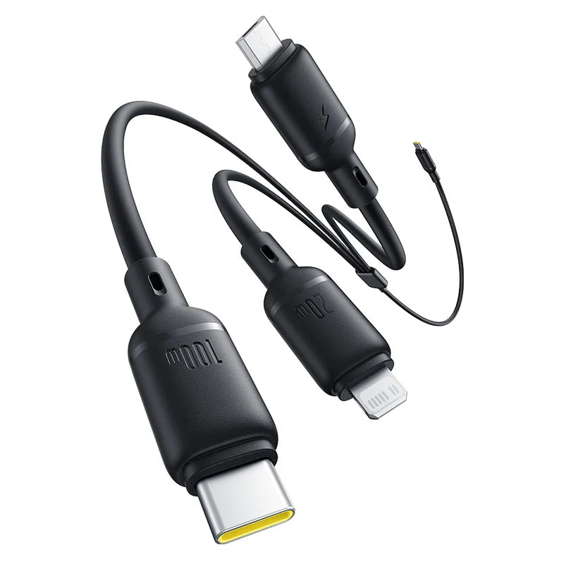 Baseus Silky 3-in-1 Cable USB-C→M+L+C 100W 1.5m Black | كابل بيسوس سيلكي 3 في 1 USB-C→M+L+C 100 واط 1.5 متر أسود