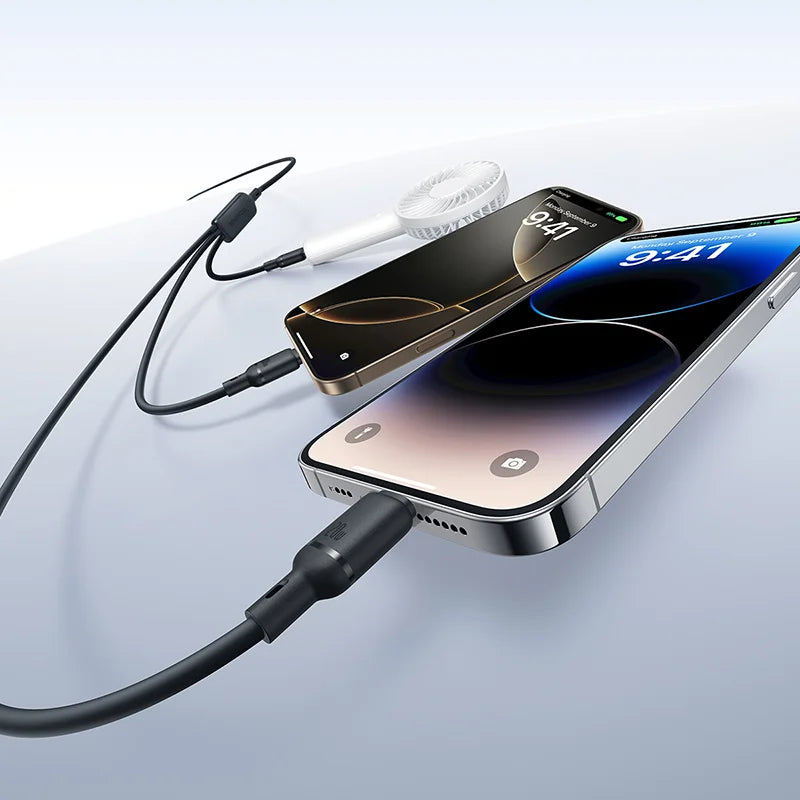 Baseus Silky 3-in-1 Cable USB-C→M+L+C 100W 1.5m Black | كابل بيسوس سيلكي 3 في 1 USB-C→M+L+C 100 واط 1.5 متر أسود