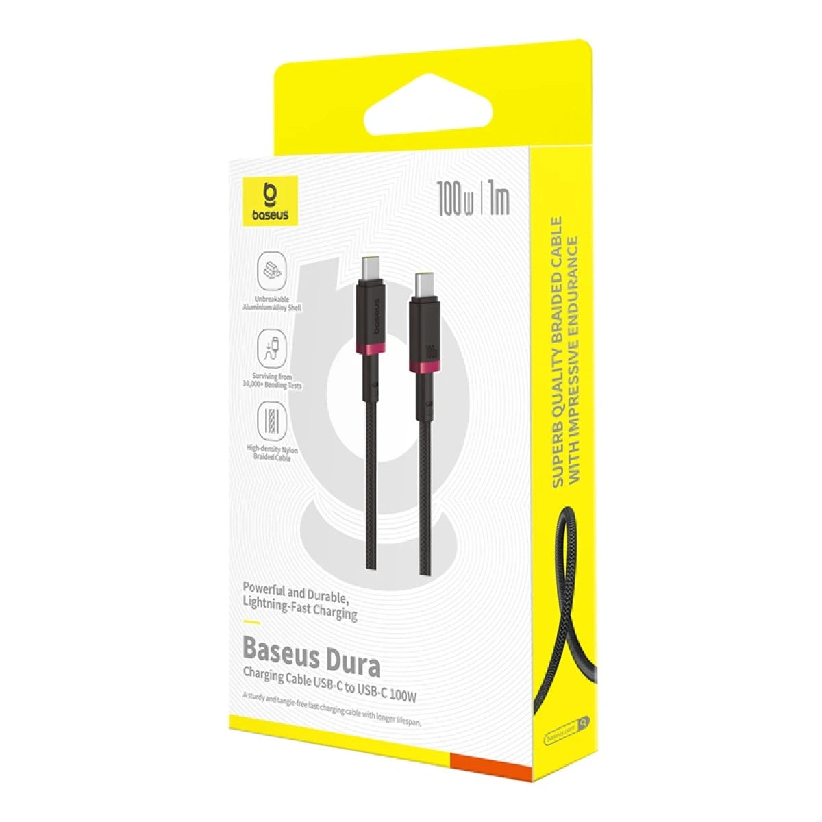 Baseus Dura Cable C-C 100W 1m Red+Black - كابل بيسوس دورا