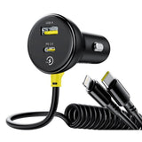 Baseus (U+C) Circular Plastic Car Charger with (C&L) Cable 60W - Cosmic Black | شاحن سيارة بيسوس دائري 60 واط مع كابل Type-C و Lightning - أسود كوزمي