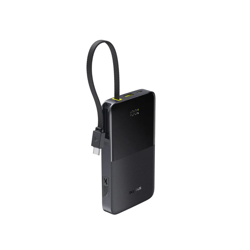 Baseus EnerFill FC51 Bipow2 Pro Power Bank 10000mAh 22.5W White Built-in Cable - باور بانك بيسوس انرفيل FC51 بايباو 2 برو 10000 مللي أمبير 22.5 واط أبيض بكيبل مدمج
