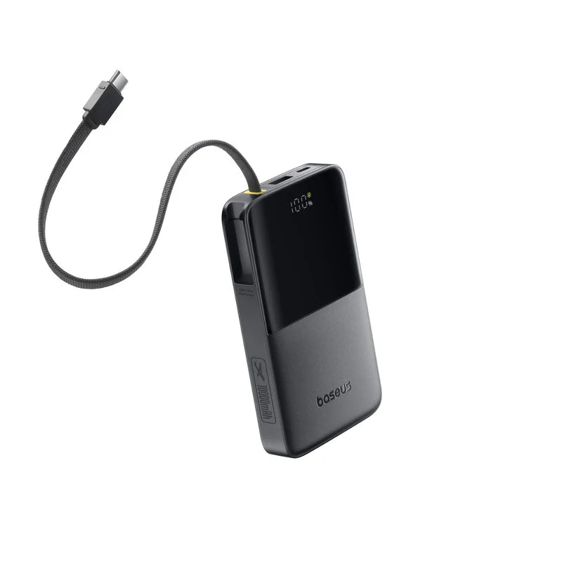 Baseus EnerFill FC51 Bipow2 Pro Power Bank 10000mAh 22.5W White Built-in Cable - باور بانك بيسوس انرفيل FC51 بايباو 2 برو 10000 مللي أمبير 22.5 واط أبيض بكيبل مدمج