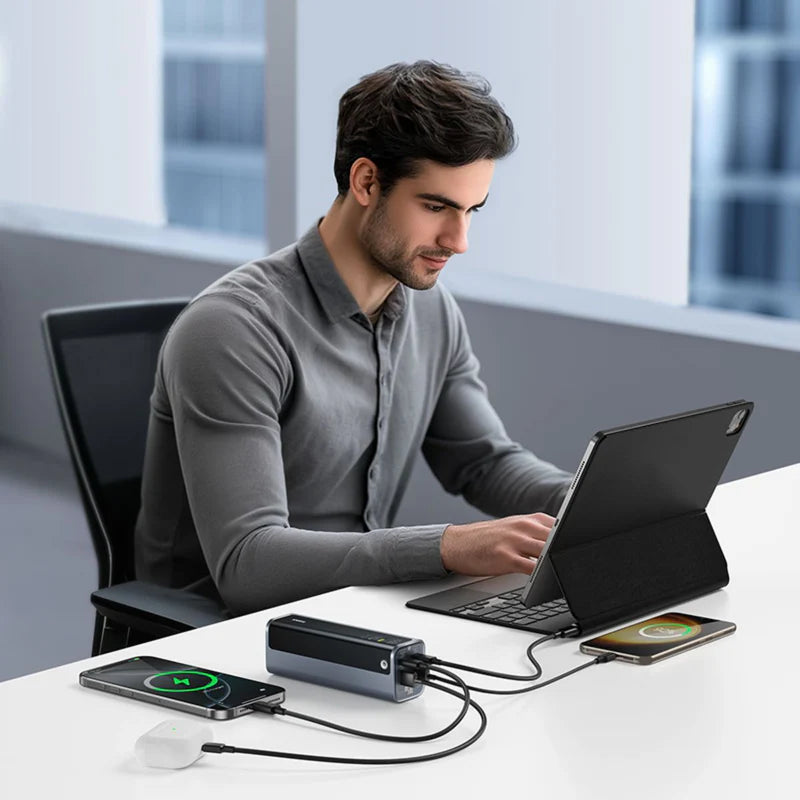 Baseus EnerGeek GP12 Power Bank 20800mAh 145W Grey - باور بانك بيسوس انرجيك 20800 رمادي مع كيبل