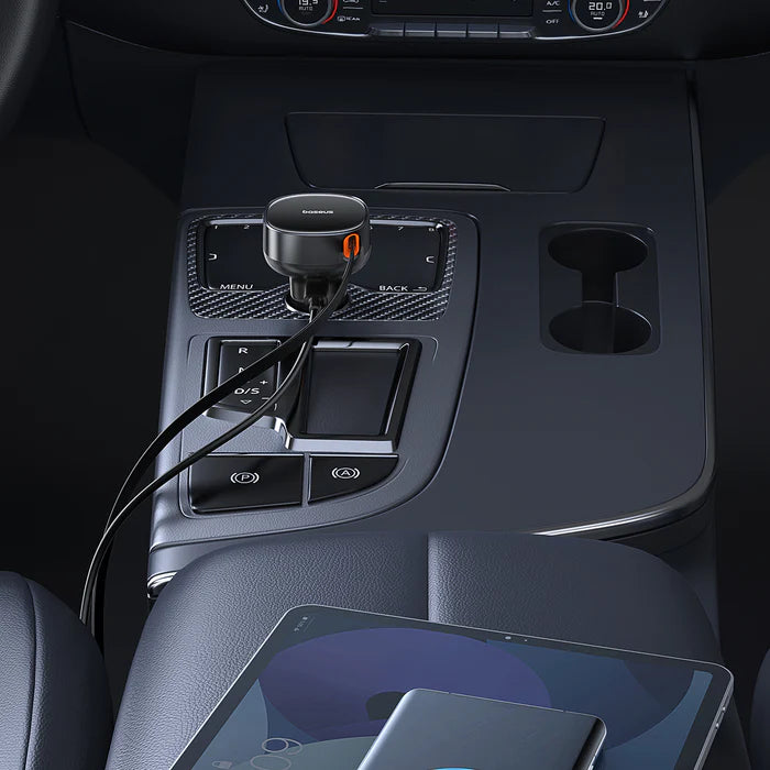 شاحن سيارة إينجويمنت برو 60 واط مع كابل Type-C قابل للسحب وشحن سريع | Enjoyment Pro 60W Car Charger with Retractable Type-C Cable Fast Charging