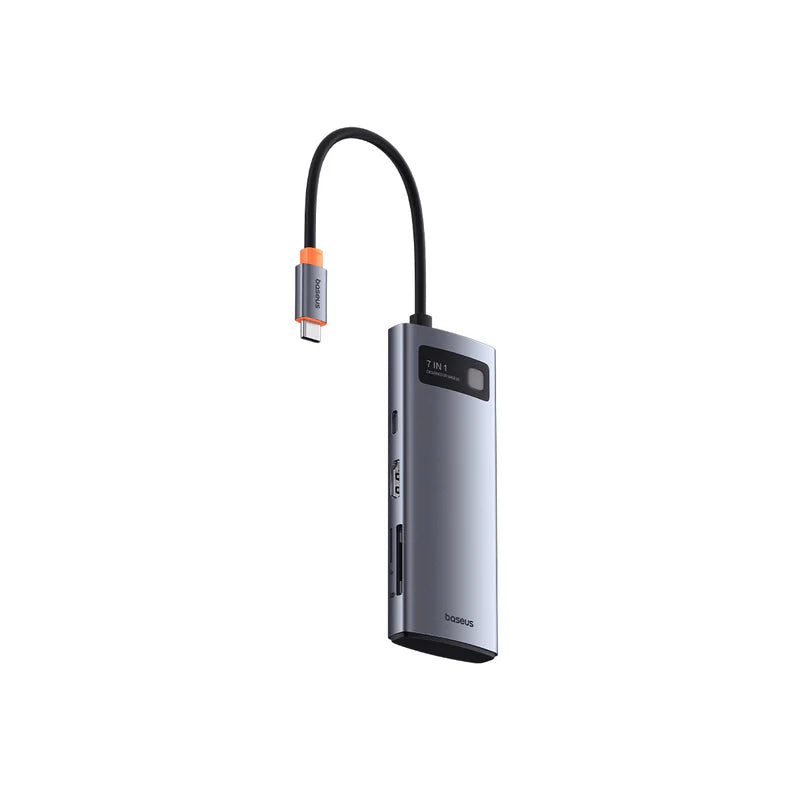 Baseus Metal Gleam 7-Port HUB Space Grey - هاب بيسوس ميتال جليم 7 منافذ رمادي