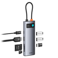 Baseus Metal Gleam 7-Port HUB Space Grey - هاب بيسوس ميتال جليم 7 منافذ رمادي