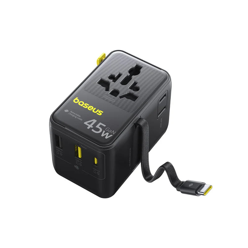Baseus PicoGo AG11 Universal Travel Adapter 2AC+2U+2C 45W | محول سفر عالمي بيسوس بيكو جو 6 منافذ 45 واط