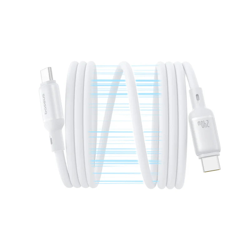Baseus PicoGo Magnetic Cable Type-C to Type-C 240W 1m White | كابل بيسوس بيكو جو المغناطيسي تايب سي 240 واط 1 متر أبيض