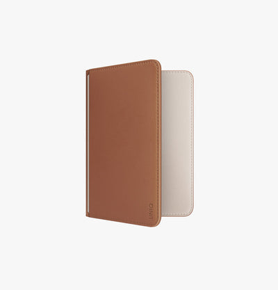 UNIQ Belmont Find My vegan leather passport holder Caramel Ivory