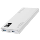 باور بانك بروميت بولت 10PD بسعة 10000 مللي ومنفذين USB-C وشاشة LCD - أبيض | Promate Bolt-10PD Compact Smart Power Bank with 20W PD Dual USB-C & 22.5W USB-A - White