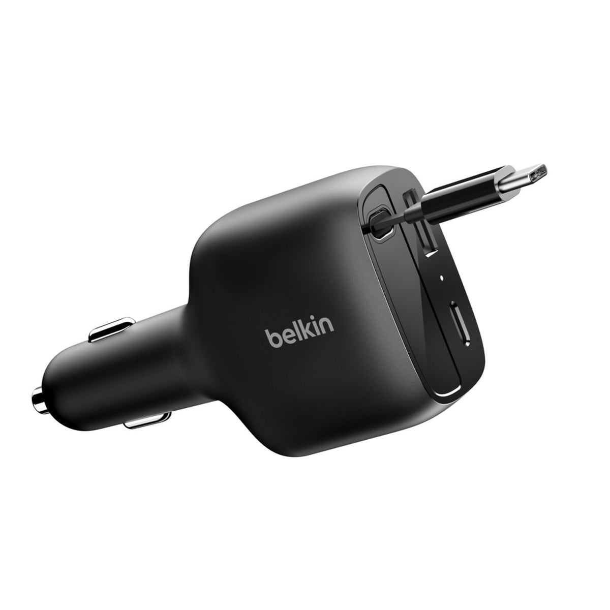 شاحن سيارة بيلكن بوست تشارج بقدرة 75 واط مع كابل USB-C قابل للسحب بطول 75 سم Black