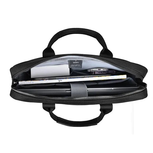 حقيبة لابتوب ويوو هالي لحجم 14 انش / 15.6 انش مع حزام كتف - اسود | WiWU Hali Laptop Briefcase Bag Handbag with Shoulder Strap 14" / 15.6" – Black