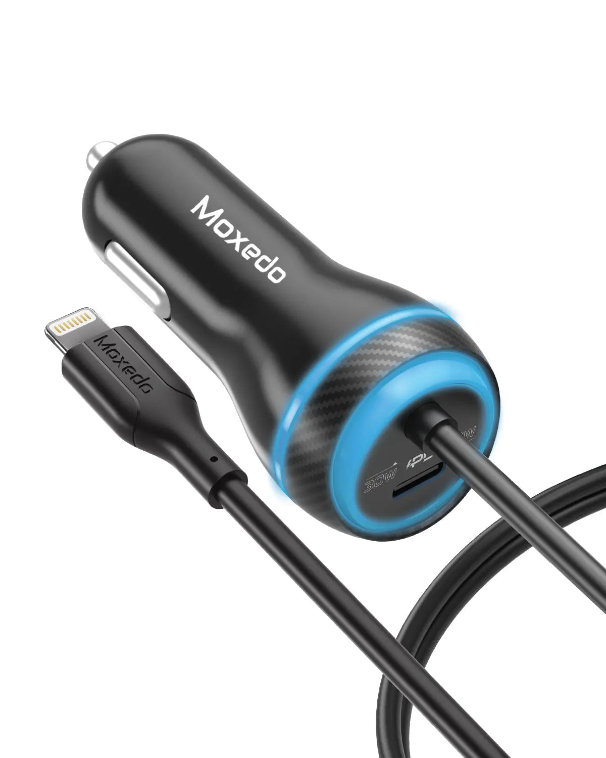 Moxedo 60W Car Charger with Built-in Lightning Cable